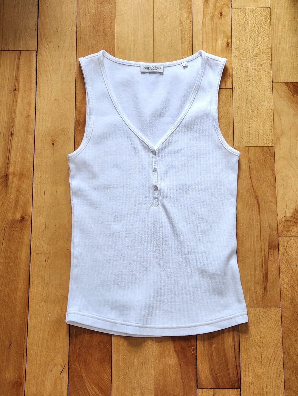 Marc O'Polo Ribbed V-Neck Henley Tank Top - S